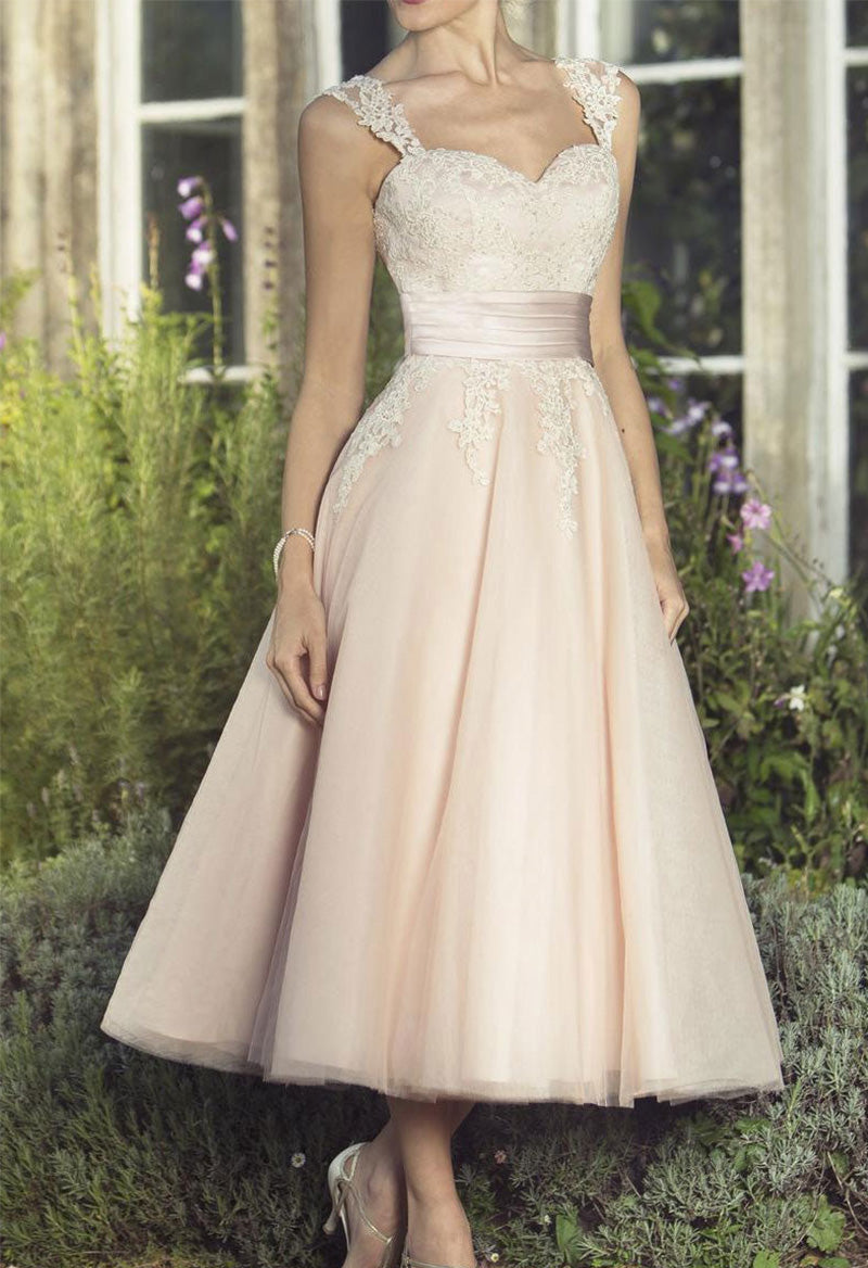 Jewel Neck sleeveless Tulle Tea length A Line Mother Of The Dress As Picture