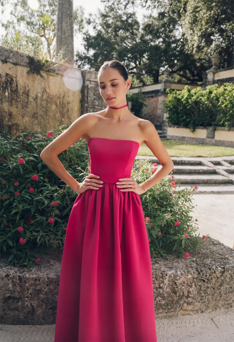 Straight Neck Sleeveless Satin Pockets Floor Length Bridesmaid Dress Pandrodressy Straight Neck Sleeveless Satin Pockets Floor Length Bridesmaid Dress Pandrodressy