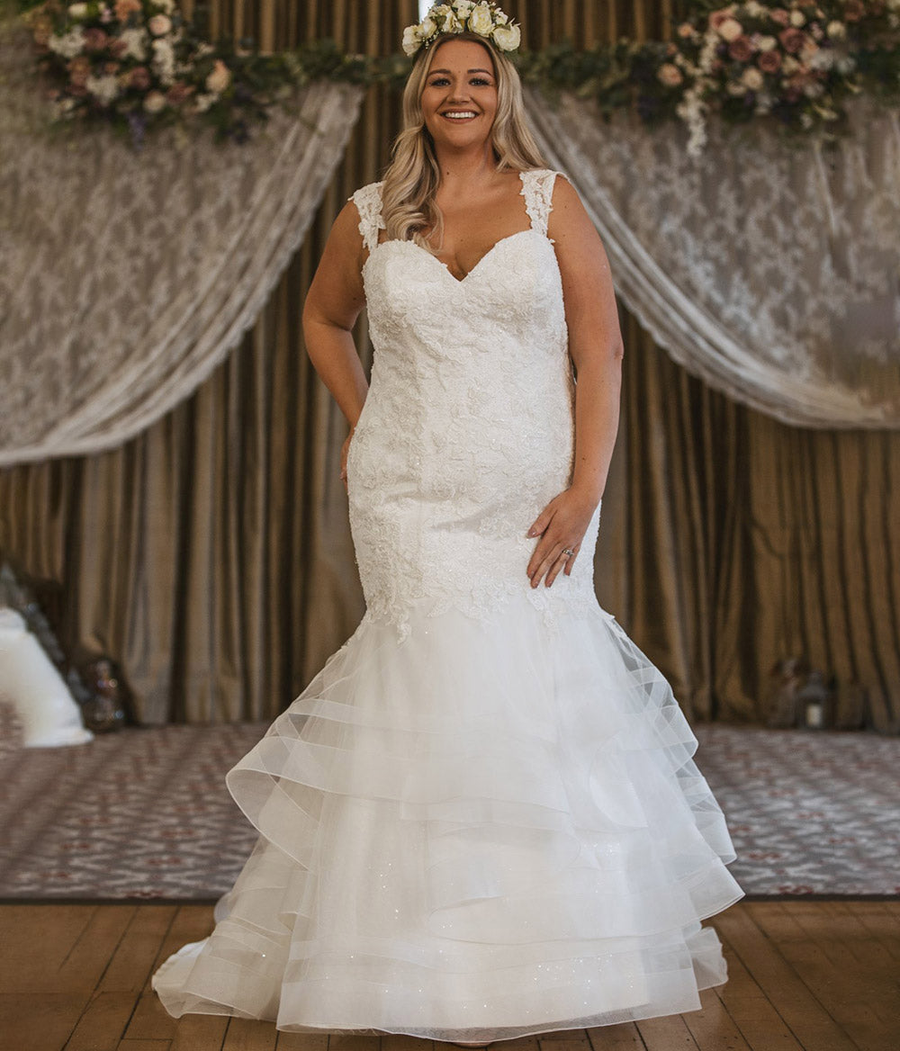 V-Neck Sleeveless Mermaid Organza Sweep Train Wedding Dress As Picture