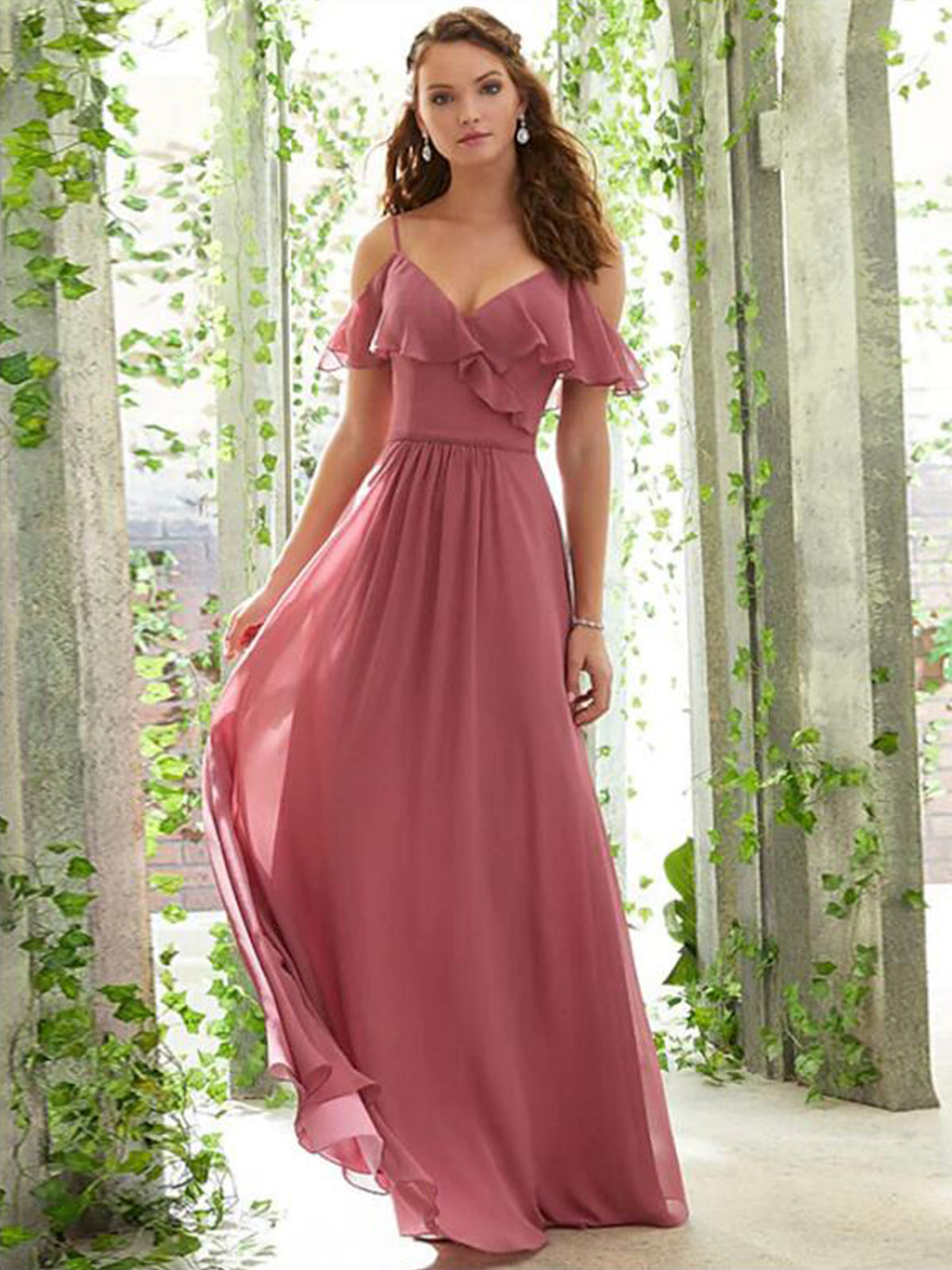 A-Line Bridesmaid Dress With Ruffles 2022 AS Picture
