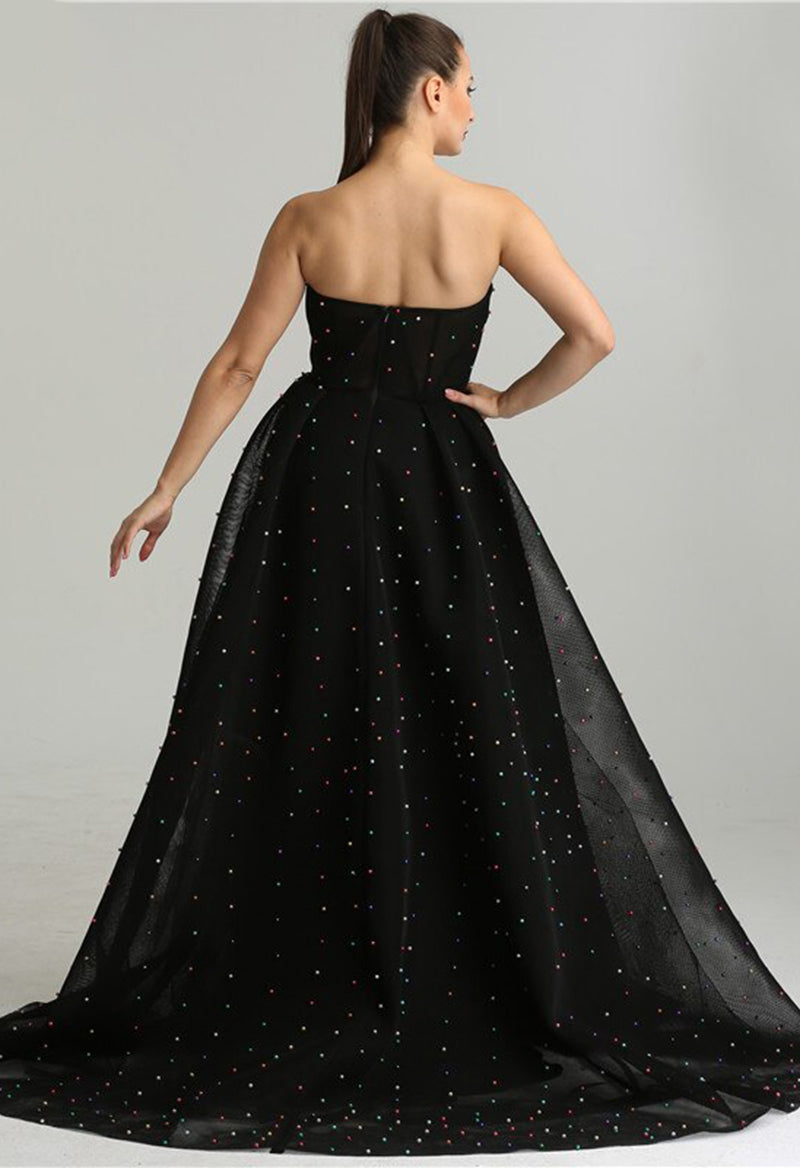 Sweetheart Neck Flower Polka Dot Ball Gown Sleeveless Sweep Train Evening Dress