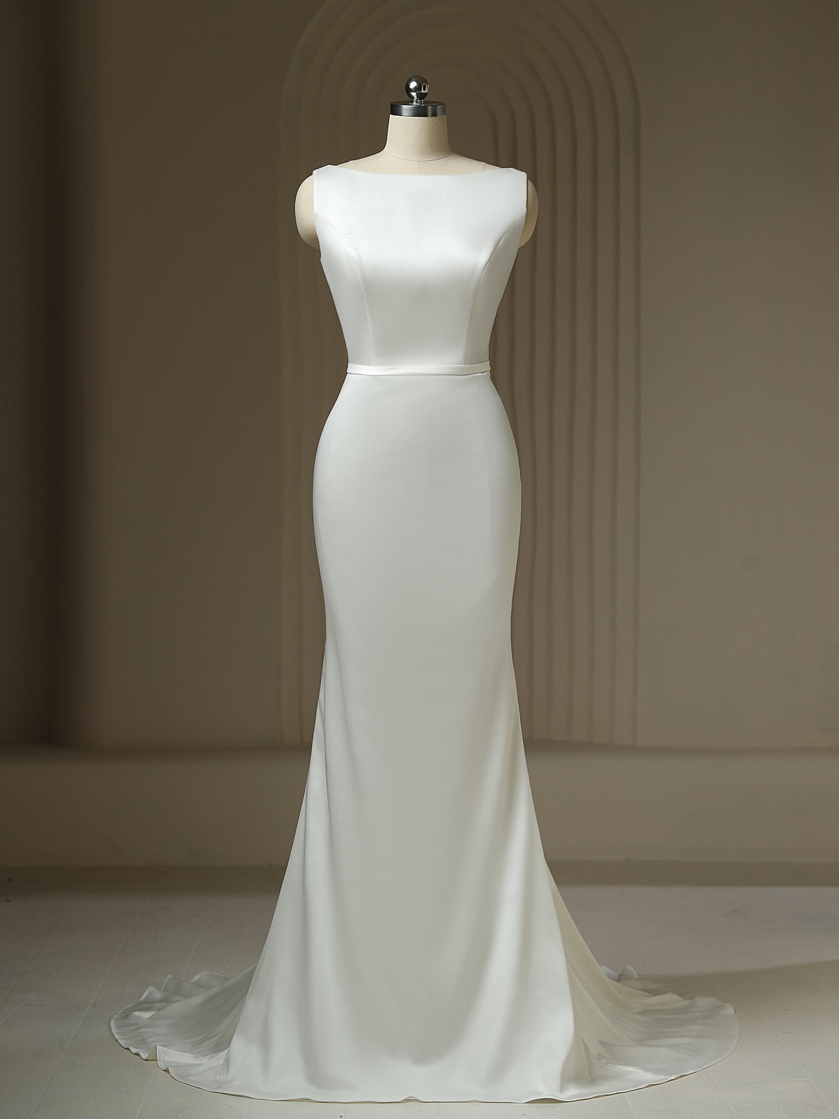 Simple Sleeveless Sheath Court Train Wedding Dress PR3132
