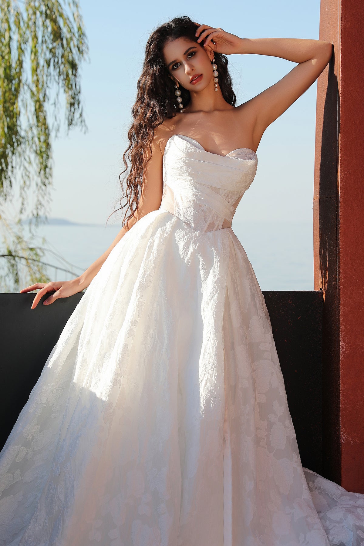 Ethereal Textured Floral A-line Wedding Dress PR3504