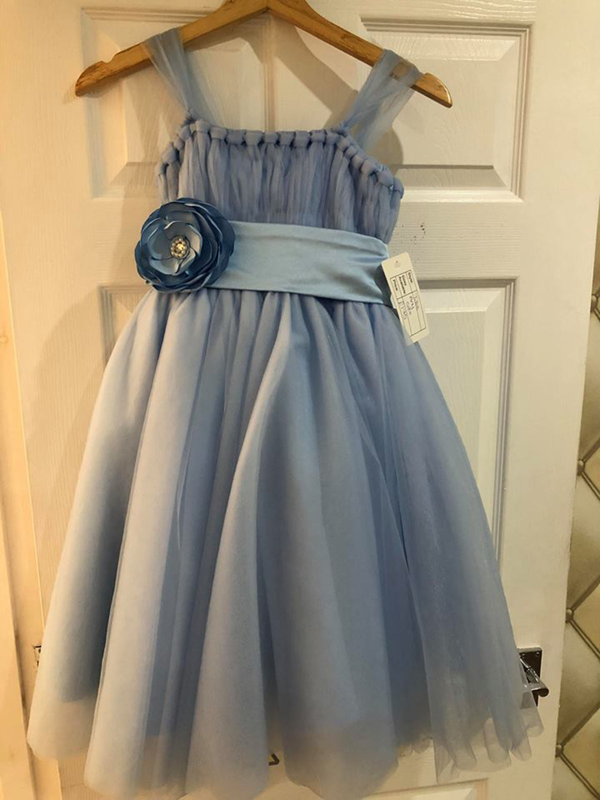 Charcoal Gray Strap with Flower Tulle Flower Girl Dress As Picture