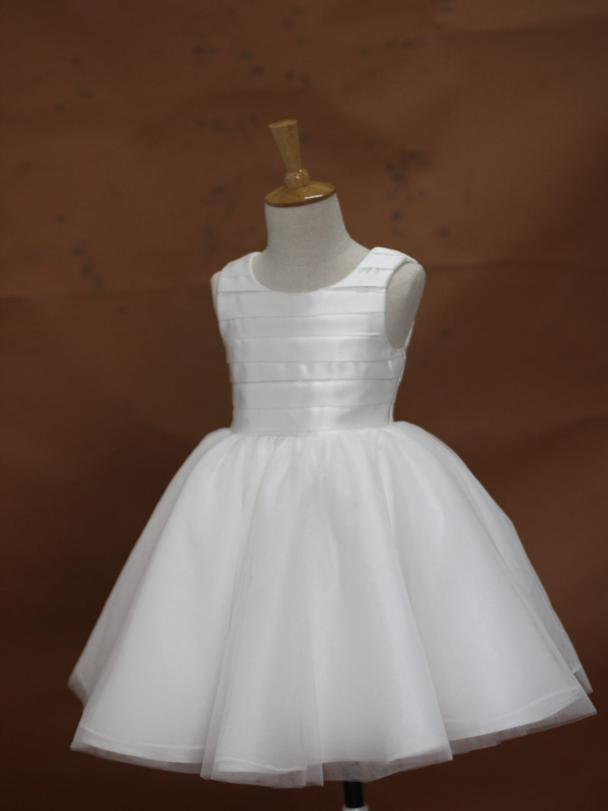 Simple Ivory Satin Pleated Flower Girl Ball Gown As Picture