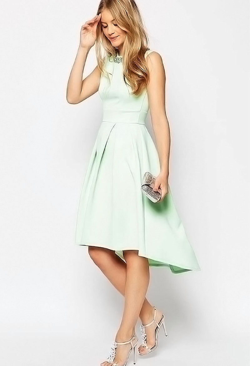 Round Neck Simple Sleeveless Tea Length A Line Chiffon Homecoming Dress As Picture