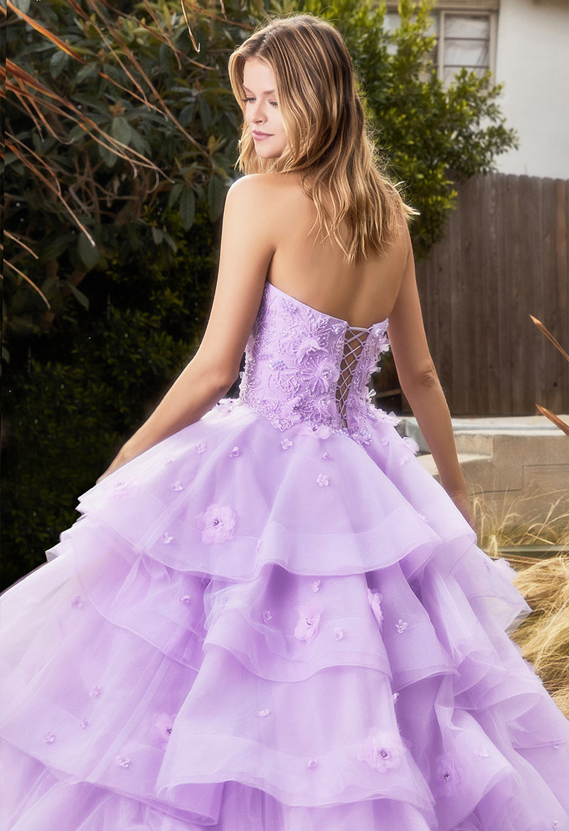 Sweetheart Neck Tulle Sequin 3D Flower A Line Sleeveless Floor Length Prom Dress