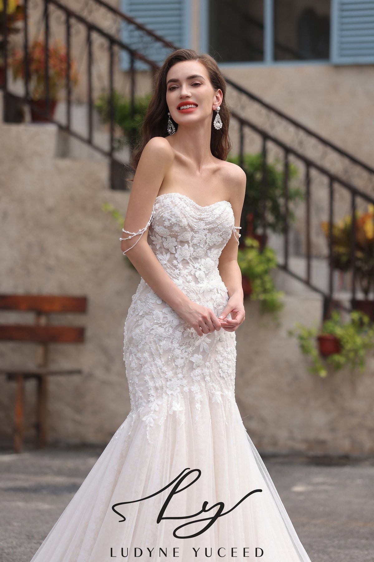 Strapless Lace Mermaid Wedding Gown