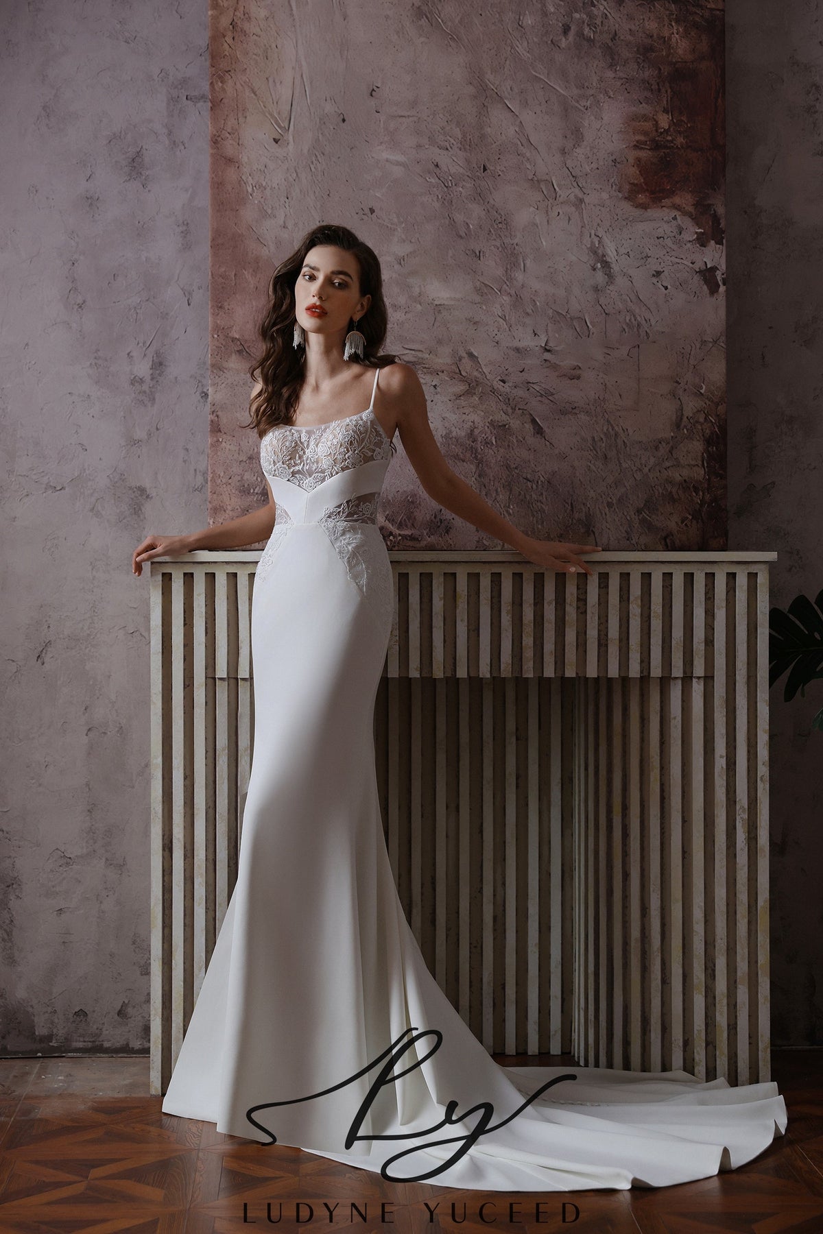 Exquisite Spaghetti - Strap Fit and Flare Wedding Dress