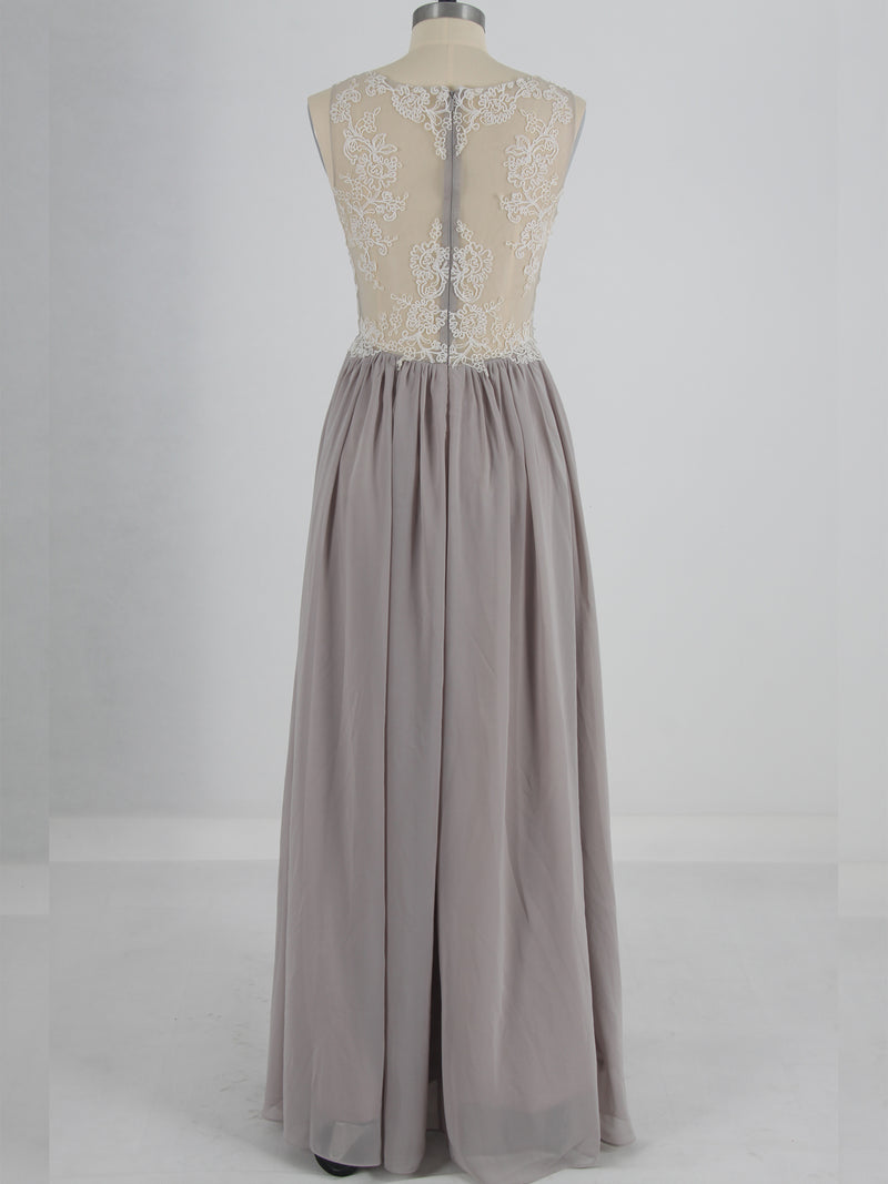 Illusion Neckline Lace Aline Prom Dress