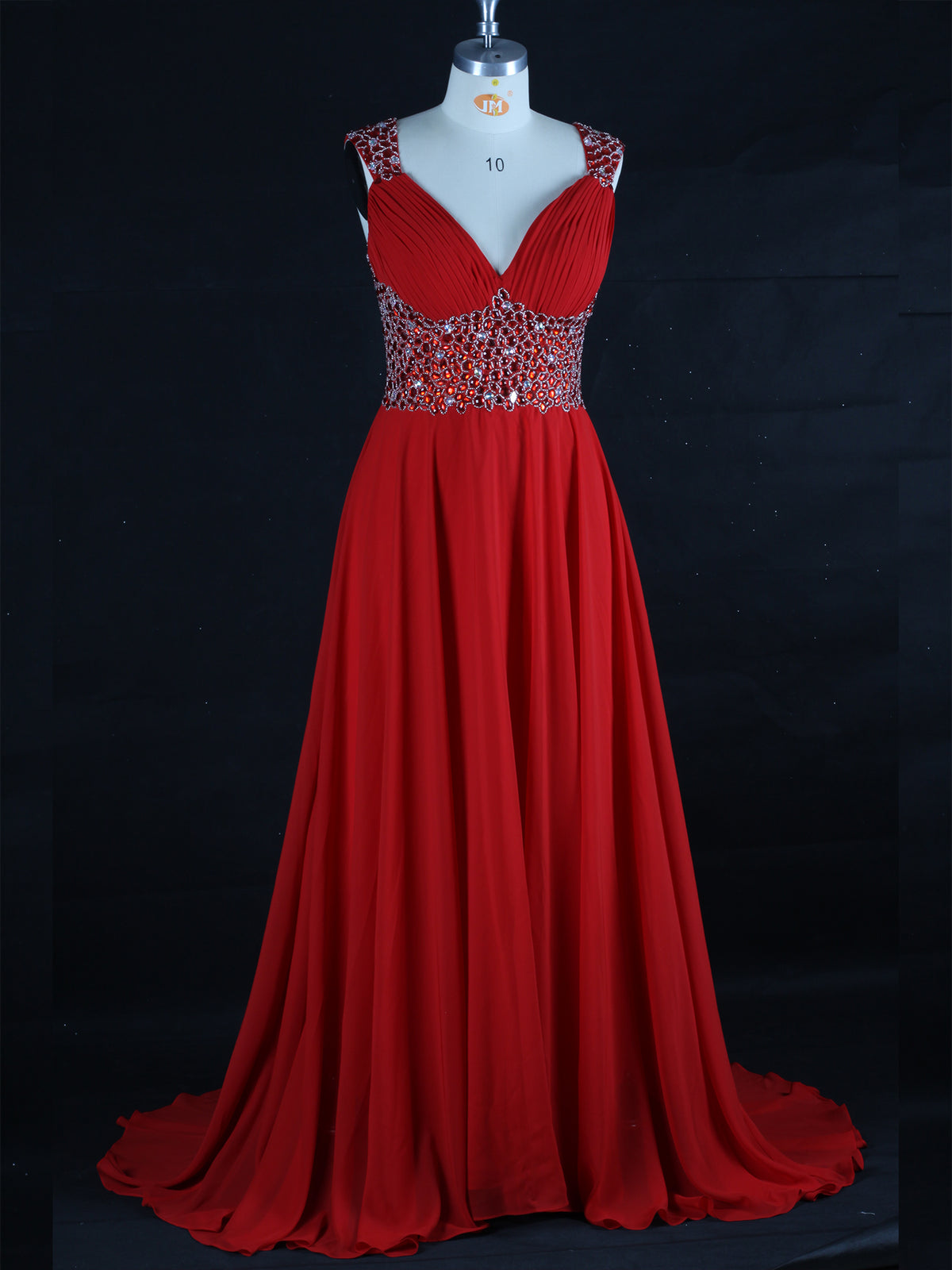 Red Key Hole Back Aline Prom Dress As Picture