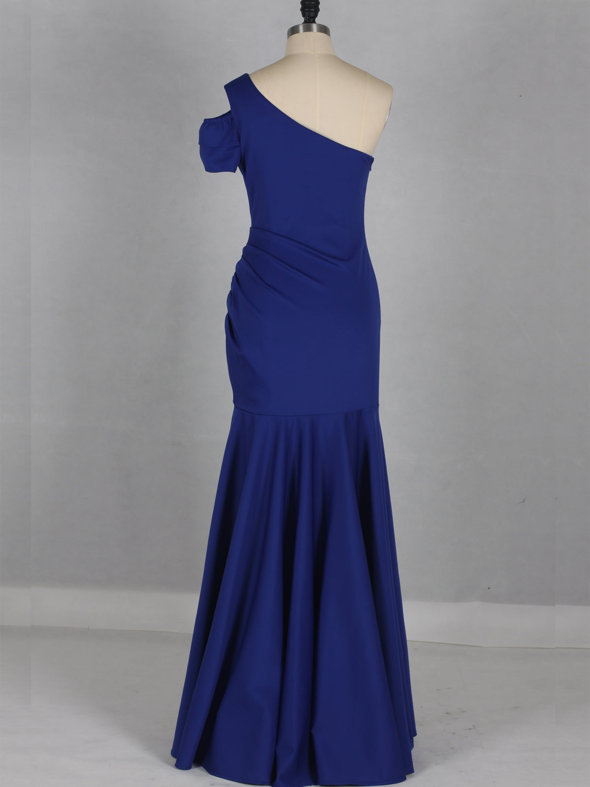 Royal Blue One Shoulder Ruffle Evening Dress