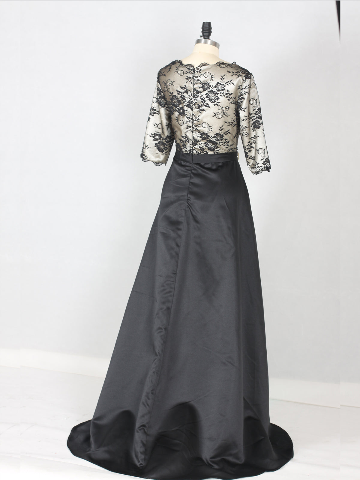 Black Two-tone High-Low Evening Dress
