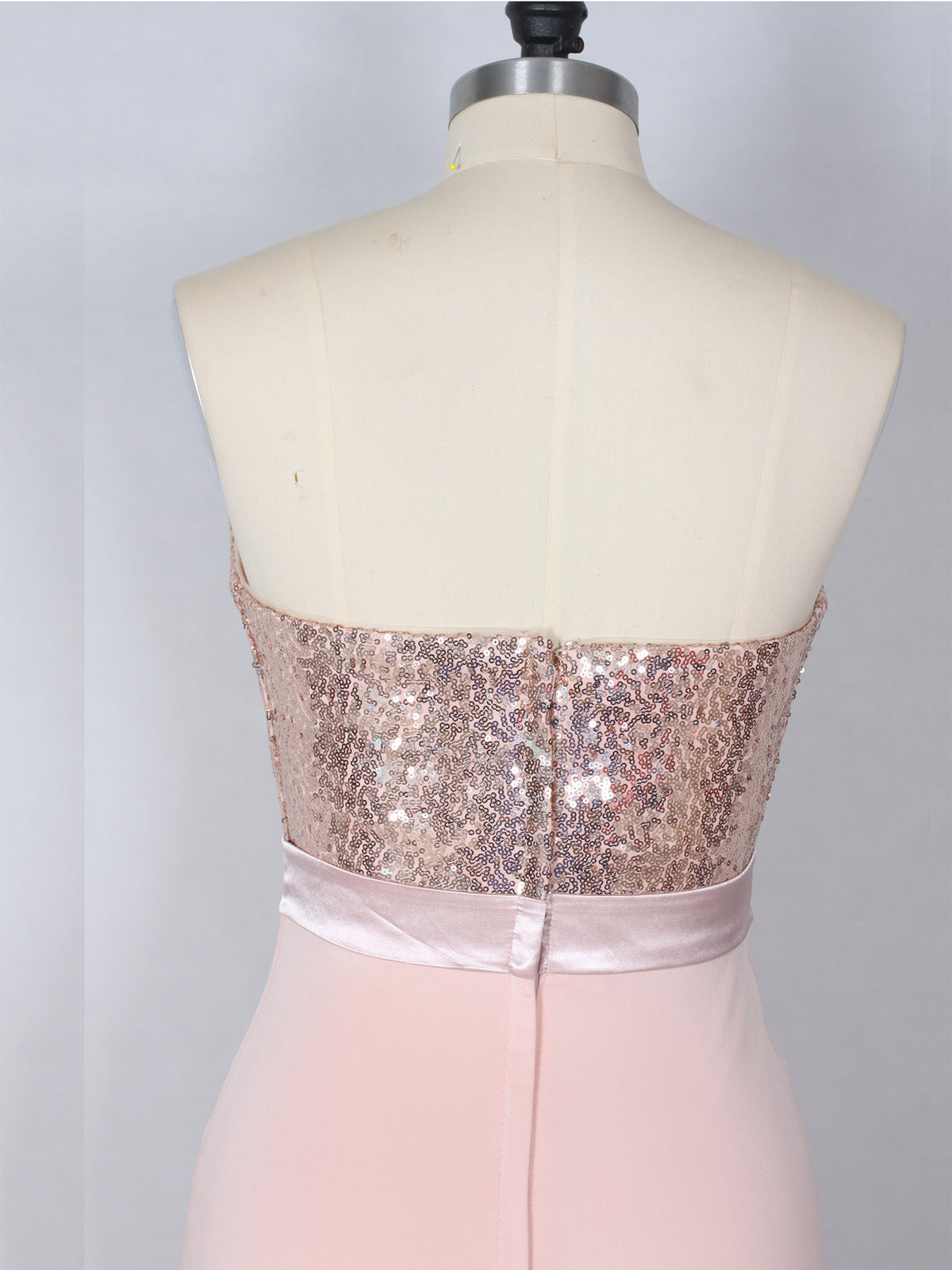 Blushing Pink Sweetheart Sequin Fit and Flare Prom Dress
