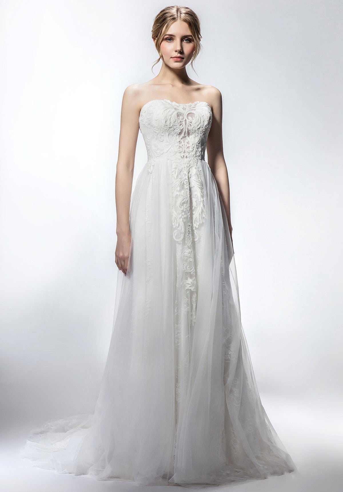 Strapless Lace Modern Aline Lace Wedding Dress As Picture