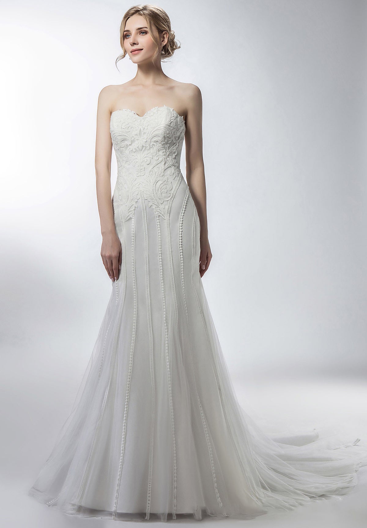 Sweetheart Lace Mermaid& Trumpet Romantic Wedding Dress – Pandrodressy Sweetheart Lace Mermaid& Trumpet Romantic Wedding Dress – Pandrodressy