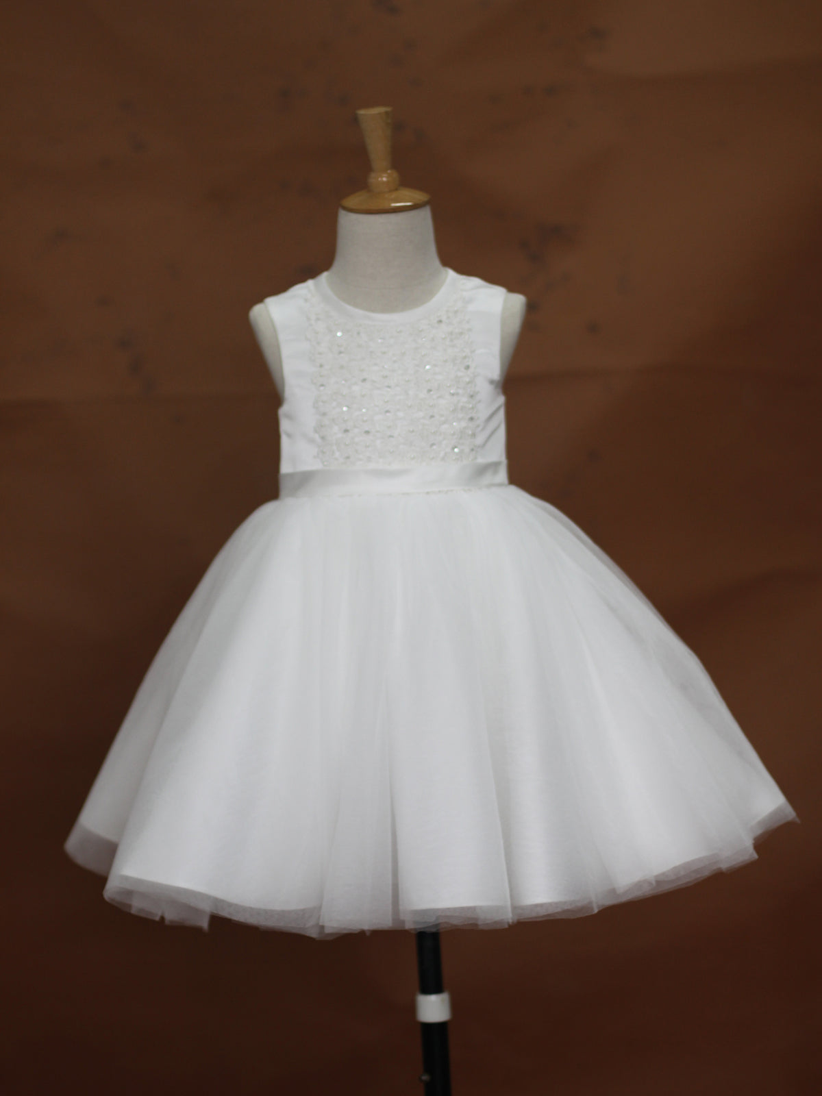 Ivory Ball Gown With Applique Beads As Picture