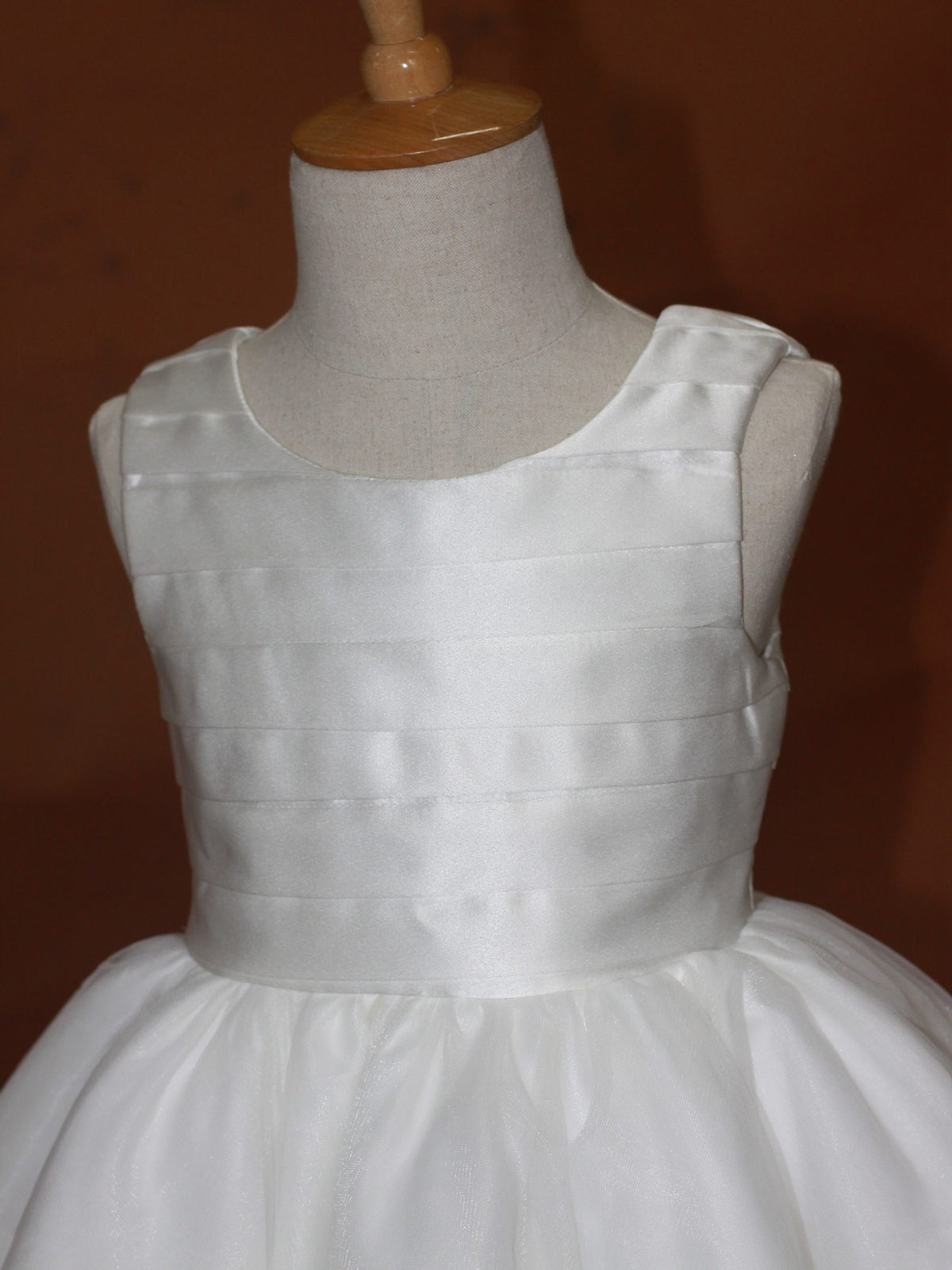 Simple Ivory Satin Pleated Flower Girl Ball Gown