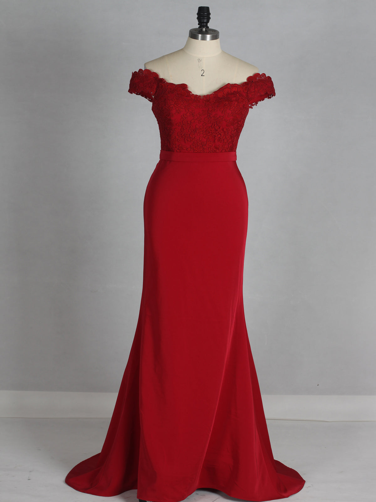 Red Off-the-shoulder Fit and Flare Evening Dress As Picture