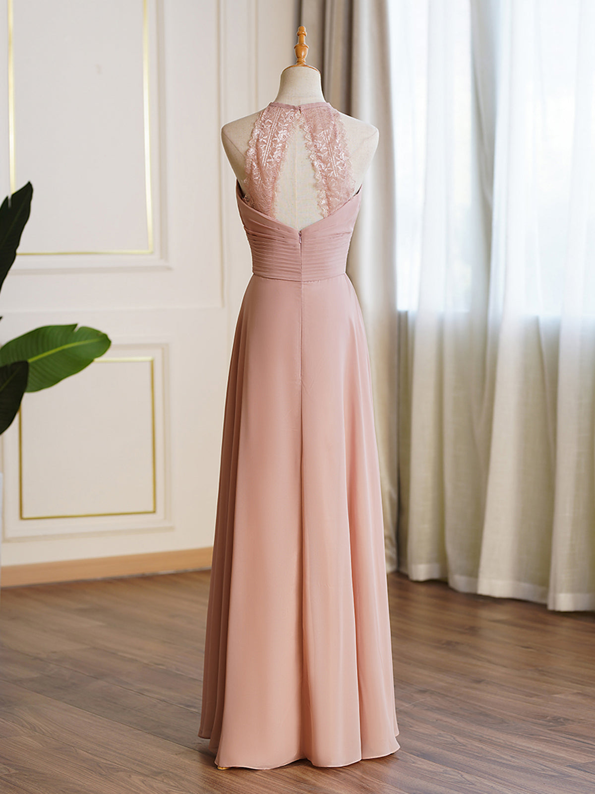 Halter Lace Open Back Bridesmaid Dress Pandrodressy Halter Lace Open Back Bridesmaid Dress Pandrodressy