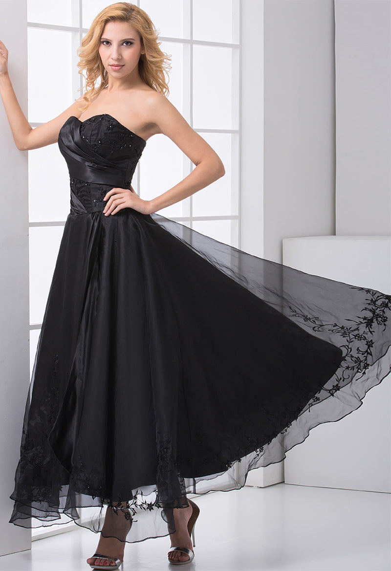 Sweetheart Neck Sleeveless Organza Beaded Prom Dress As Picture