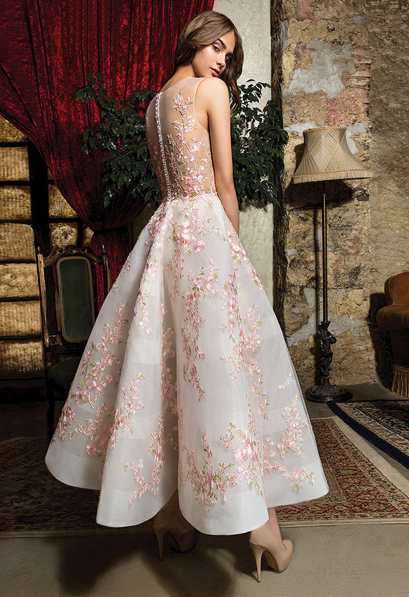 Sweet Illusion Neck Flower Embroidery Wedding Dress