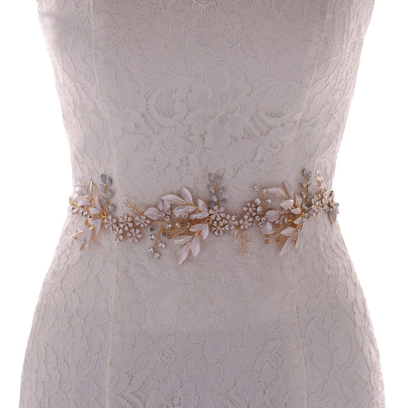 Light Luxury Alloy Flower Rhinestone Gown Bridal Belt