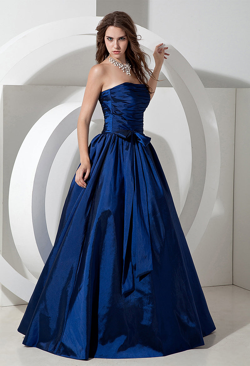 Plain Strapless Pleated Lace-Up Evening Dress
