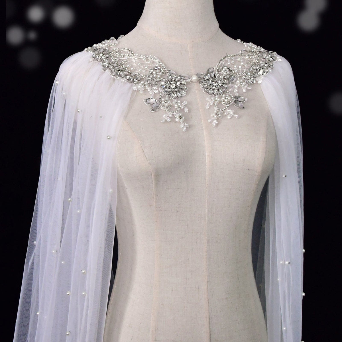 Bridal Cape With Pearls And Beads VG56