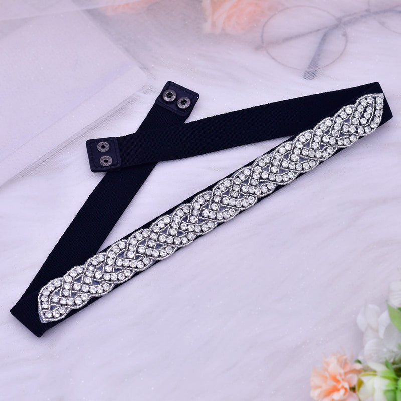 Ribbons Wedding Sash With Rhinestone S216-D