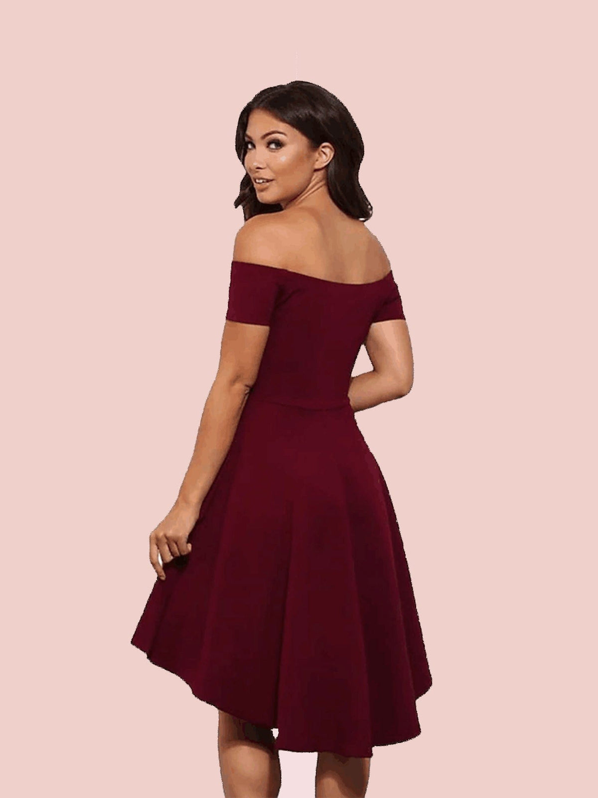 Cute Off-the-shoulder High-Low Red Homecoming Dress