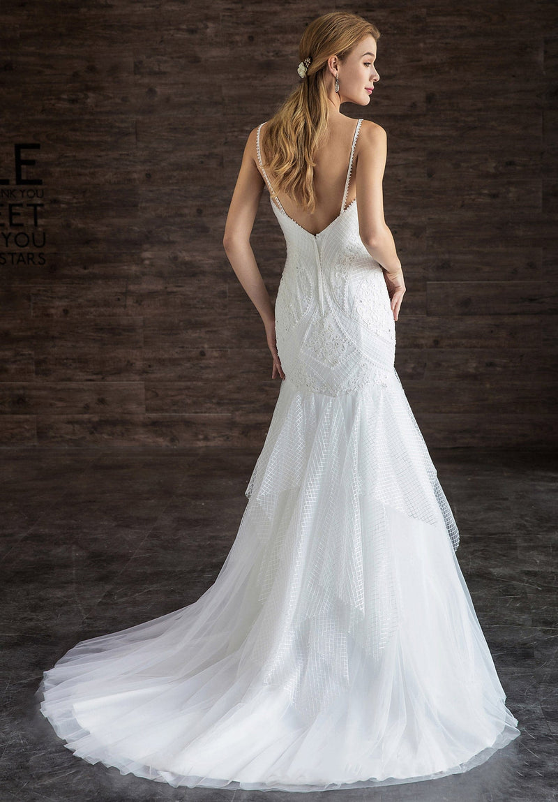 Spaghetti Strap Tulle Mermaid Romantic Wedding Dress
