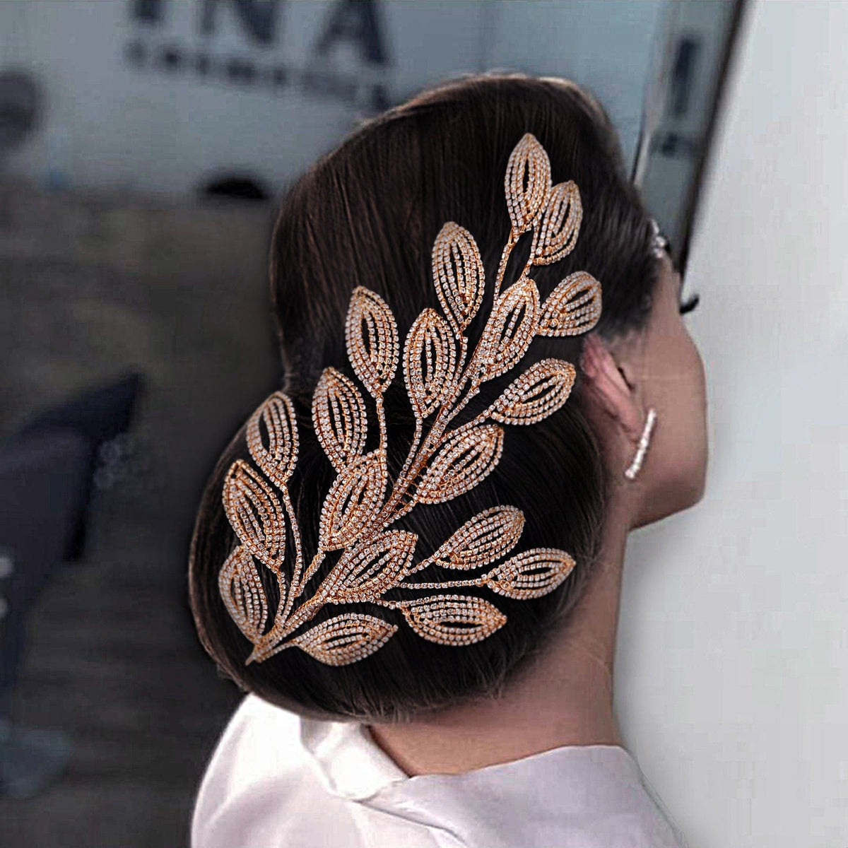 Rhinestone Leaf Headpiece With Haircomb