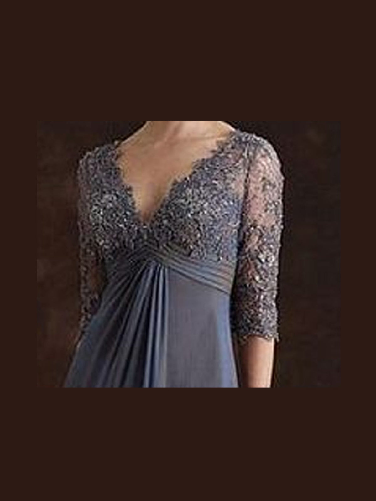 Grey V Neck Lace Mother of The Bride Dress