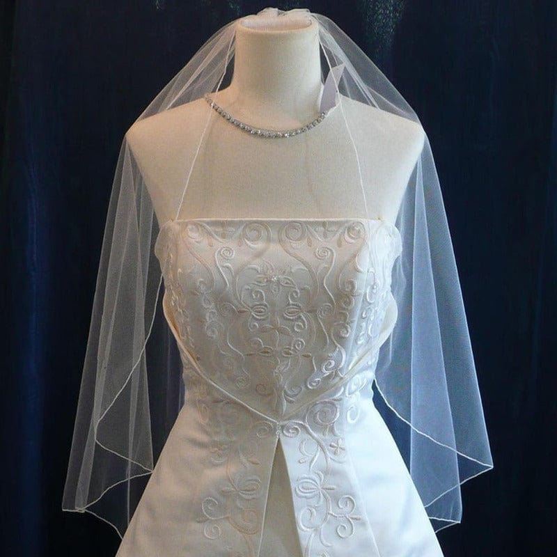 Simple Overlock Church Bridal Veil With Haircomb V14