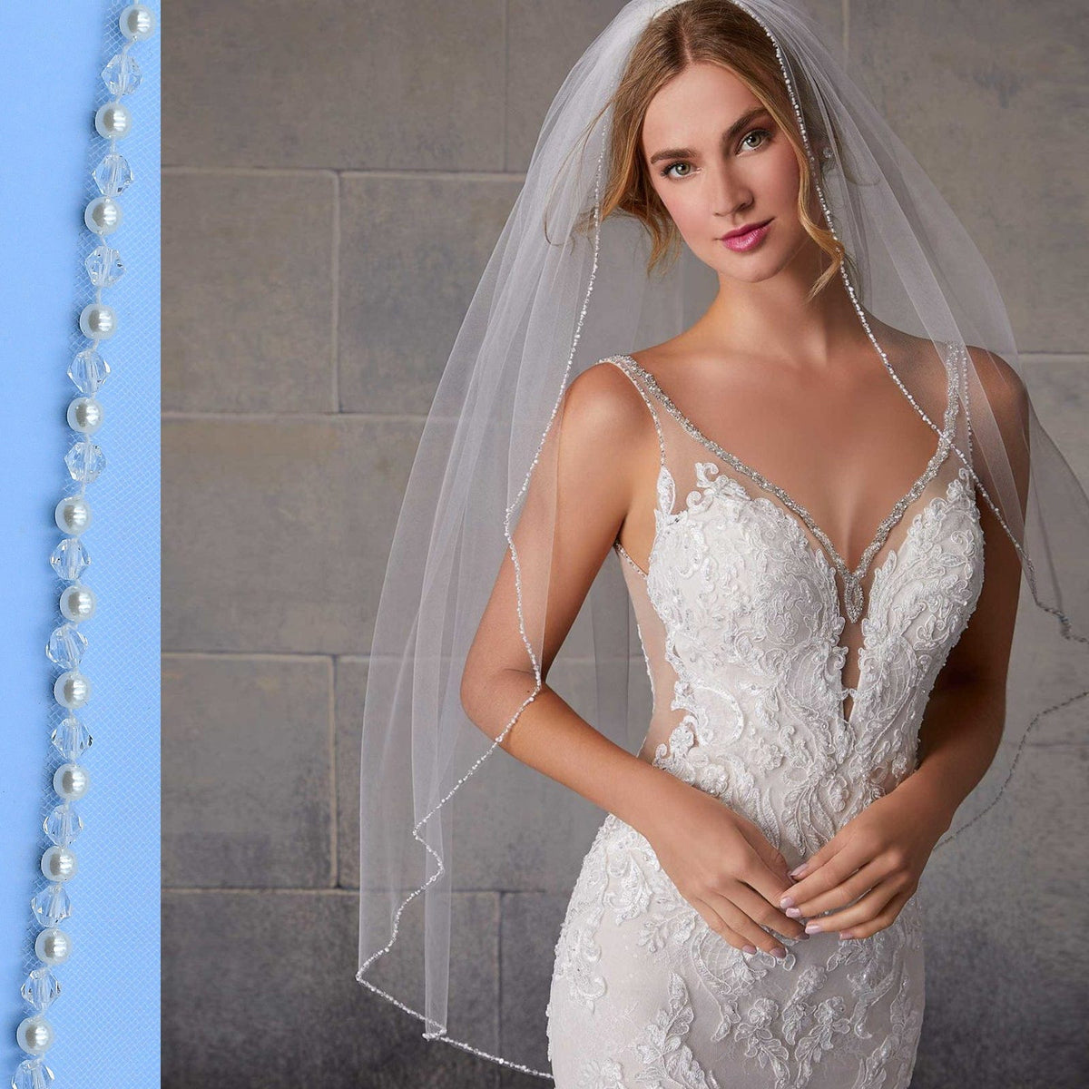 Simple Deaded One-Tier Bridal Veil With Comb V34 White 90*160CM